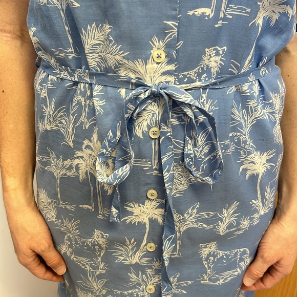 NWT Lucky Brand Resort Shirt Dress in Blue Multi Tropical Women’s XS - Picture 9 of 15